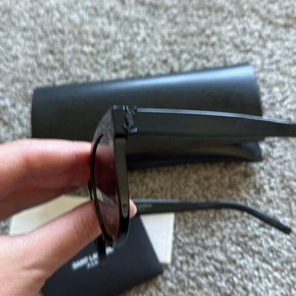 Saint Laurent black acetate monogram sunglasses SL M15 black on black NEW - Picture 5 of 8